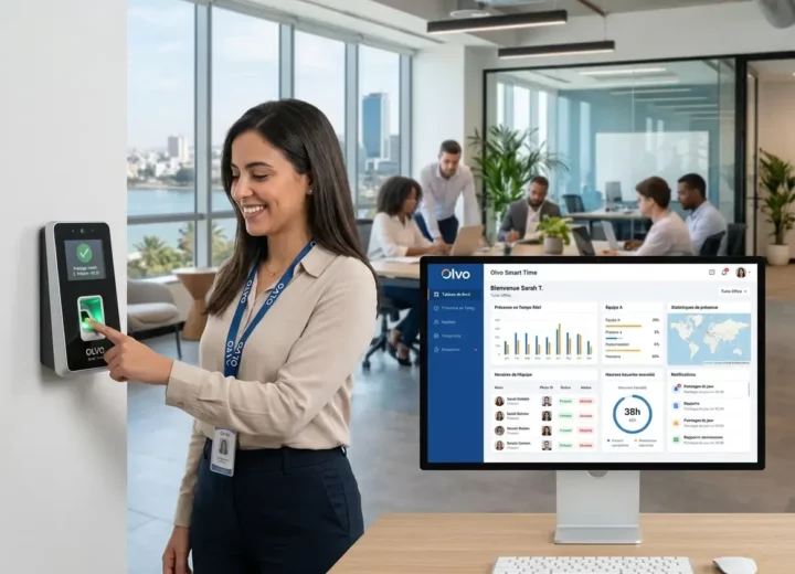 Logiciel de pointage Olvo Smart attendance en Tunisie avec interface de gestion des présences et contrôle d’accès biométrique